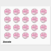 Sticker Rond Salon à ongles Parties scintillant rose Élégant Bl (Feuille)