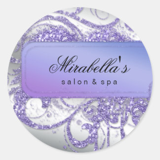 Sticker Rond Salon à ongles Parties scintillant violet Élégante