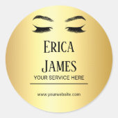 Sticker Rond Salon de beauté Golden Lashes & Brow (Devant)