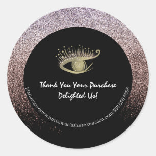 Sticker Rond Salon de beauté Lash Glitter Ombre Feuille d'Or En