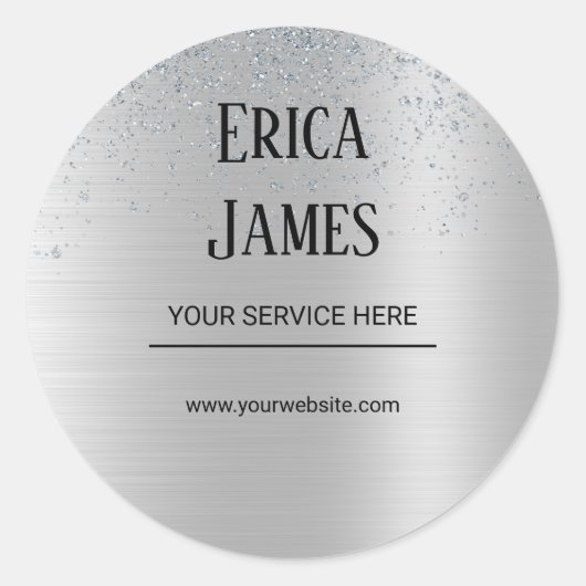 Sticker Rond Salon de beauté Parties scintillant argent (Devant)