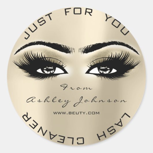 Sticker Rond Salon de beauté Parties scintillant Gold Lash Clea (Devant)