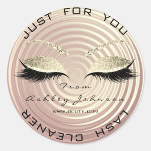 Sticker Rond Salon de beauté Parties scintillant or Lash nettoy