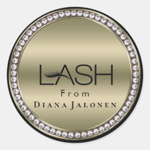 Sticker Rond Salon de beauté Parties scintillant rose Lash Méta