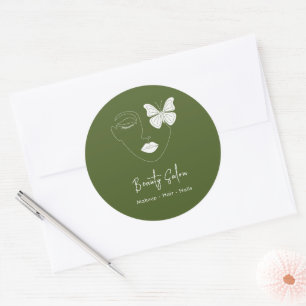 Sticker Rond Salon de beauté professionnel minimaliste Moss Gre