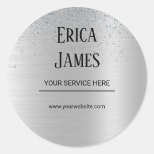 Sticker Rond Salon de beauté Silver Glitter