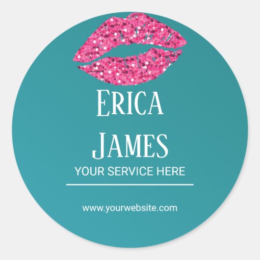 Sticker Rond Salon de beauté Teal Green Lips (Devant)