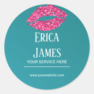 Sticker Rond Salon de beauté turquoise Green Lips
