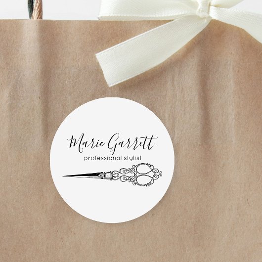 Sticker Rond Salon de ciseaux vintages