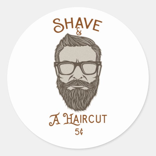 Sticker Rond Salon de coiffeur rétro graphique de type Shave & (Devant)