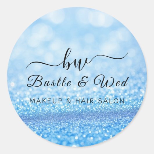 Sticker Rond Salon de coiffure de maquillage Blue Bokeh (Devant)