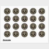 Sticker Rond Salon de coiffure personnalisé Skull Rockabilly (Feuille)