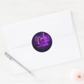 Sticker Rond Salon de manucure & Technicien Neon Violet & Fumée (Enveloppe)