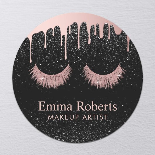 Sticker Rond Salon de maquillage Rose de déshydratation en or