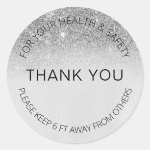 Sticker Rond Salon de Parties scintillant Distancing Social Arg