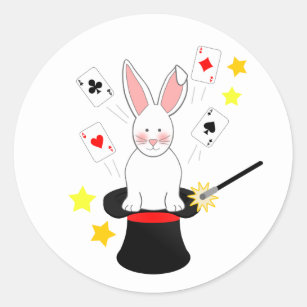 Sticker Rond Salon Magique de lapin Fête d'anniversaire
