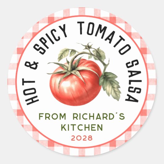 Sticker Rond Salsa de tomate chaude et épicée pour la conserve (Devant)