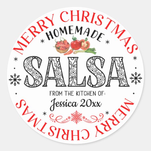 Sticker Rond Salsa Maison Joyeux Noël de la cuisine de (Devant)