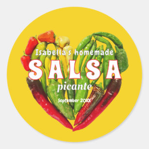 Sticker Rond Salsa piment piment épicé chaud coeur moutarde nou