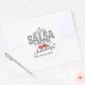 Sticker Rond Salsa Rehausse Vos Fêtes Rouge Floral (Enveloppe)