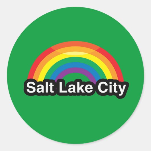 STICKER ROND SALT LAKE CITY LGBT PRIDE RAINBOW (Devant)