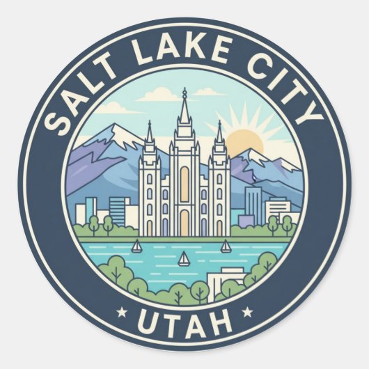 Sticker Rond Salt Lake City Skyline Utah (Devant)
