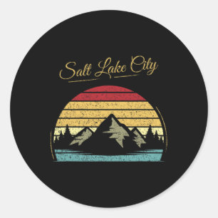 Sticker Rond Salt Lake City Utah - Randonnée vintage extérieur