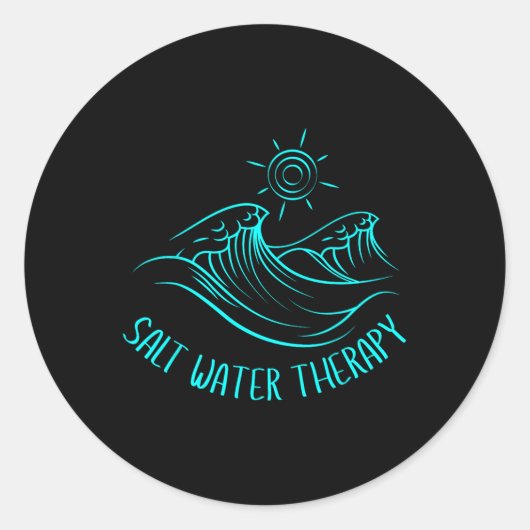 Sticker Rond Salt Water Therapy Beach Lover Ocean Waves été (Devant)