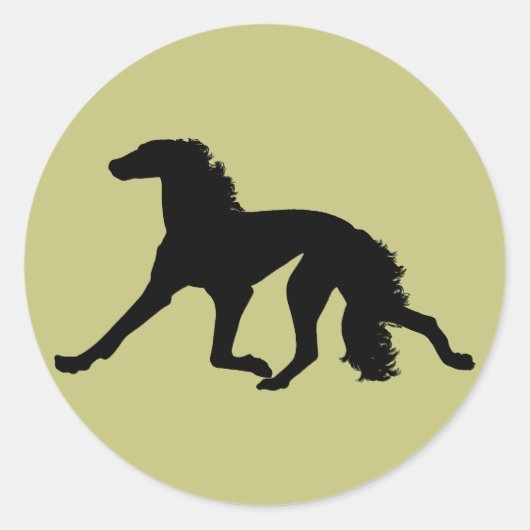 Sticker Rond Saluki Silhouette (Devant)