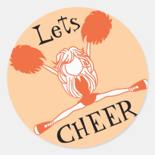 Sticker Rond Saluons la Pom-pom girl orange