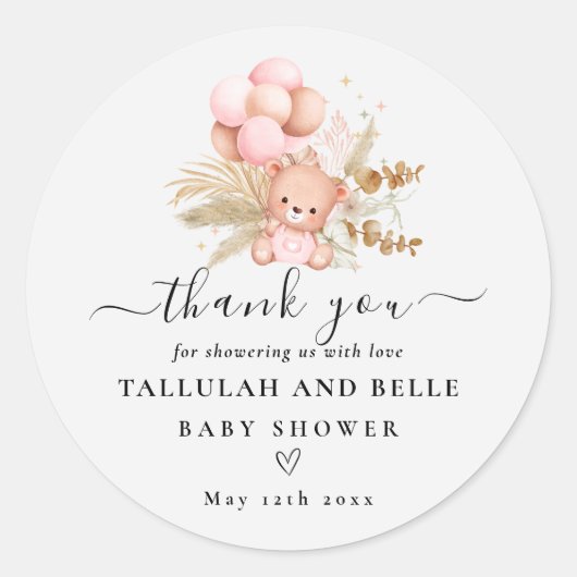 Sticker Rond Salut Bébé Boho Ours Douche (Devant)