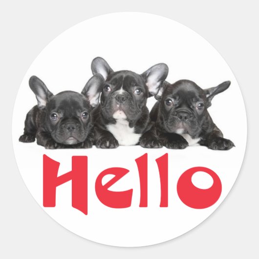 Sticker Rond Salut Black French Bulldog Chien Chien Chien Chien