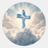 Sticker Rond Salut, Croix dans les nuages, (Devant)