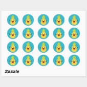 Sticker Rond Salut les amis ! Illustration d'ananas (Feuille)