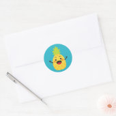 Sticker Rond Salut les amis ! Illustration d'ananas (Enveloppe)