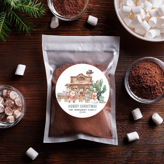 Sticker Rond Salut Noël | Drôle de désert occidental