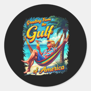 Sticker Rond Salutation Chill Du Golfe De L'Amérique Américaine