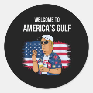 Sticker Rond Salutation De Gulf Beach Of America Patriotic