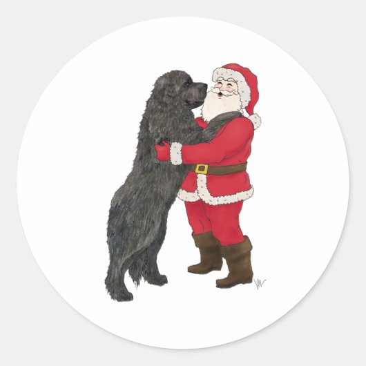 Sticker Rond Salutation de Noël Jowly à Terre-Neuve (Devant)