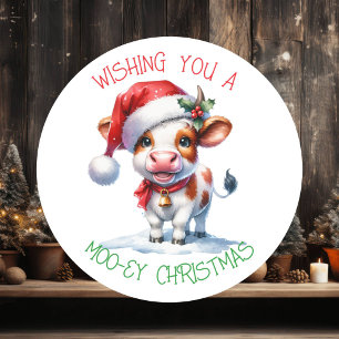Sticker Rond Salutation de Noël vache