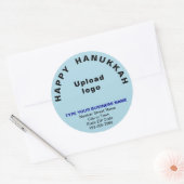 Sticker Rond Salutation des entreprises Hanoukka en bleu clair (Enveloppe)