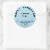 Sticker Rond Salutation des entreprises Hanoukka en bleu clair (Sac)