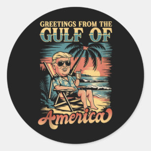 Sticker Rond Salutation Drôle De Trump De La Part Du Golfe Patr