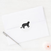 Sticker Rond Salutation Du Chat Silhouette Noir Personnalisé (Enveloppe)
