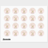 Sticker Rond Salutations à 40 ans Anniversaire Blush Gold Confe (Feuille)