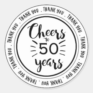 Sticker Rond Salutations à 50 ans - 50e anniversaire Merci