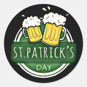 Sticker Rond Salutations à St Patrick's Day Beer Mugs