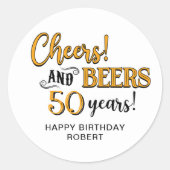 Sticker Rond Salutations aux bières 50e anniversaire (Devant)