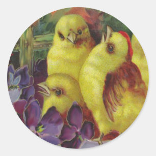 Sticker Rond Salutations aux poussins de Pâques