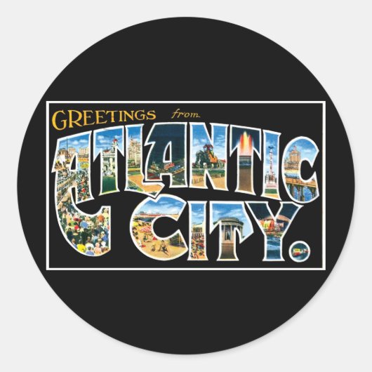 Sticker Rond Salutations de Atlantic City ! (Devant)